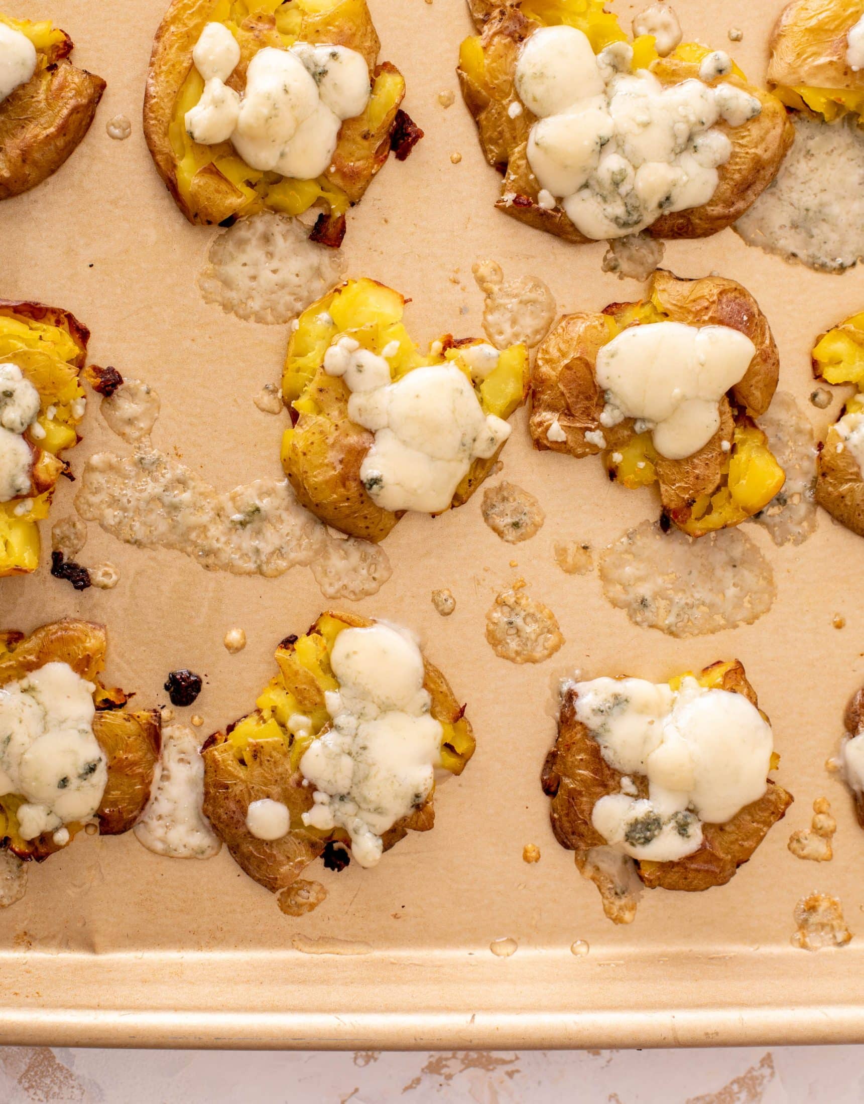 crispy buffalo wing smashed potatoes