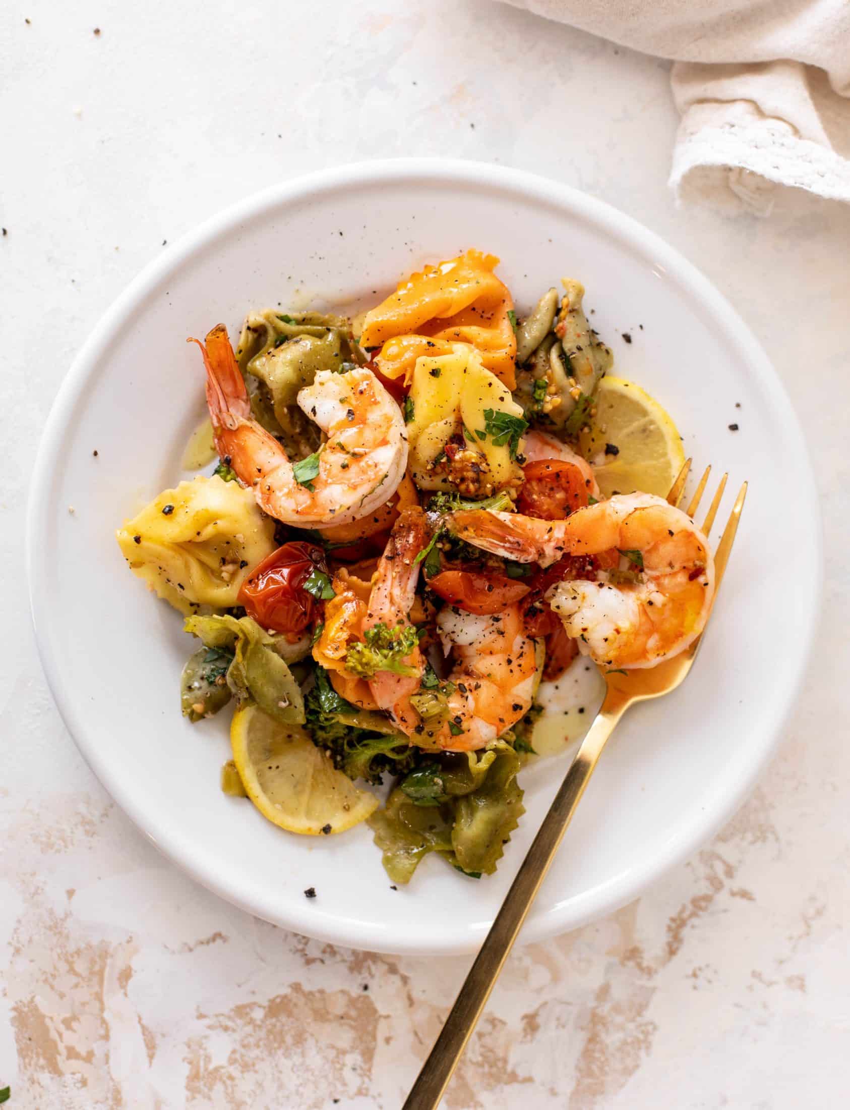 sheet pan shrimp tortellini & vegetables