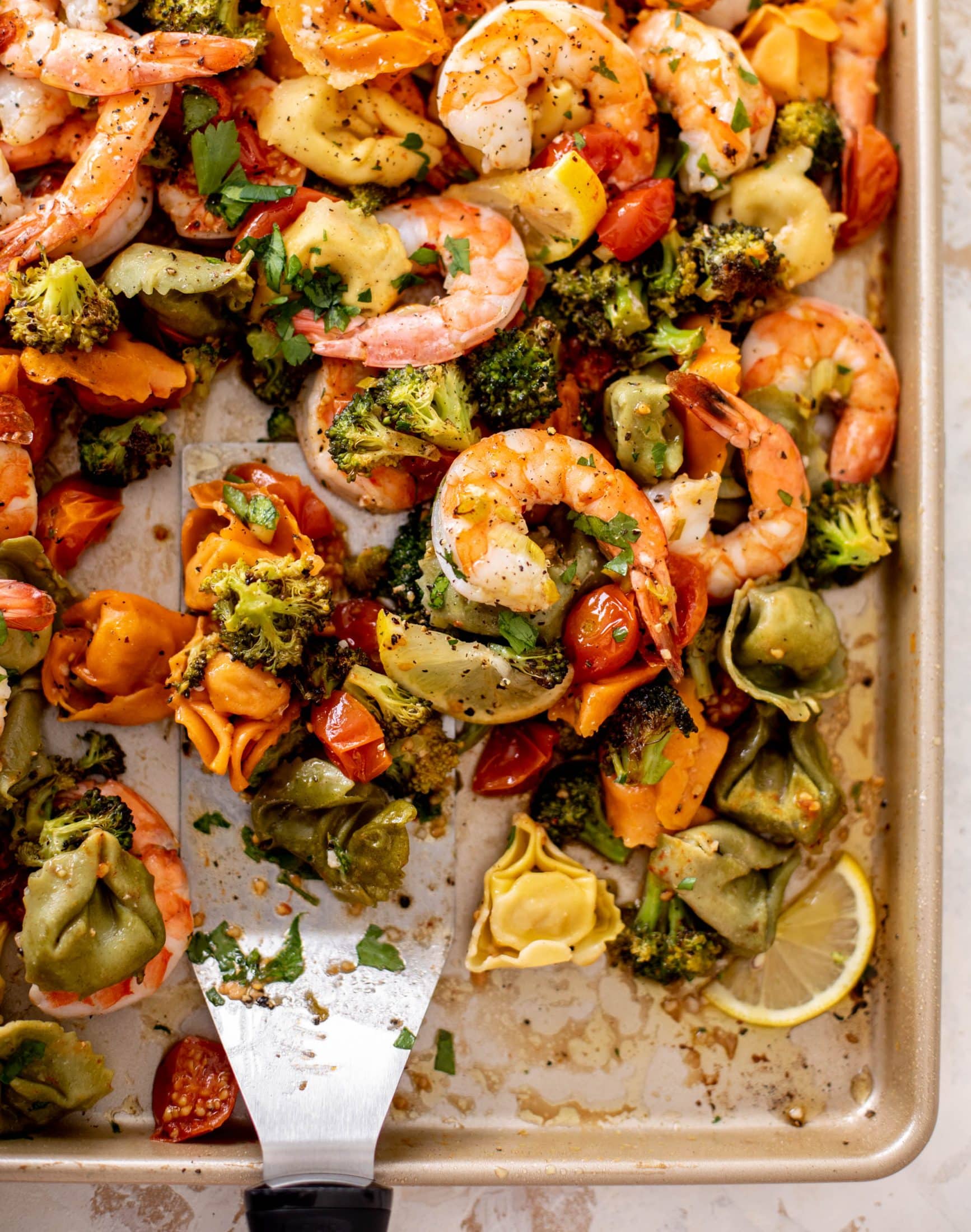sheet pan shrimp tortellini & vegetables
