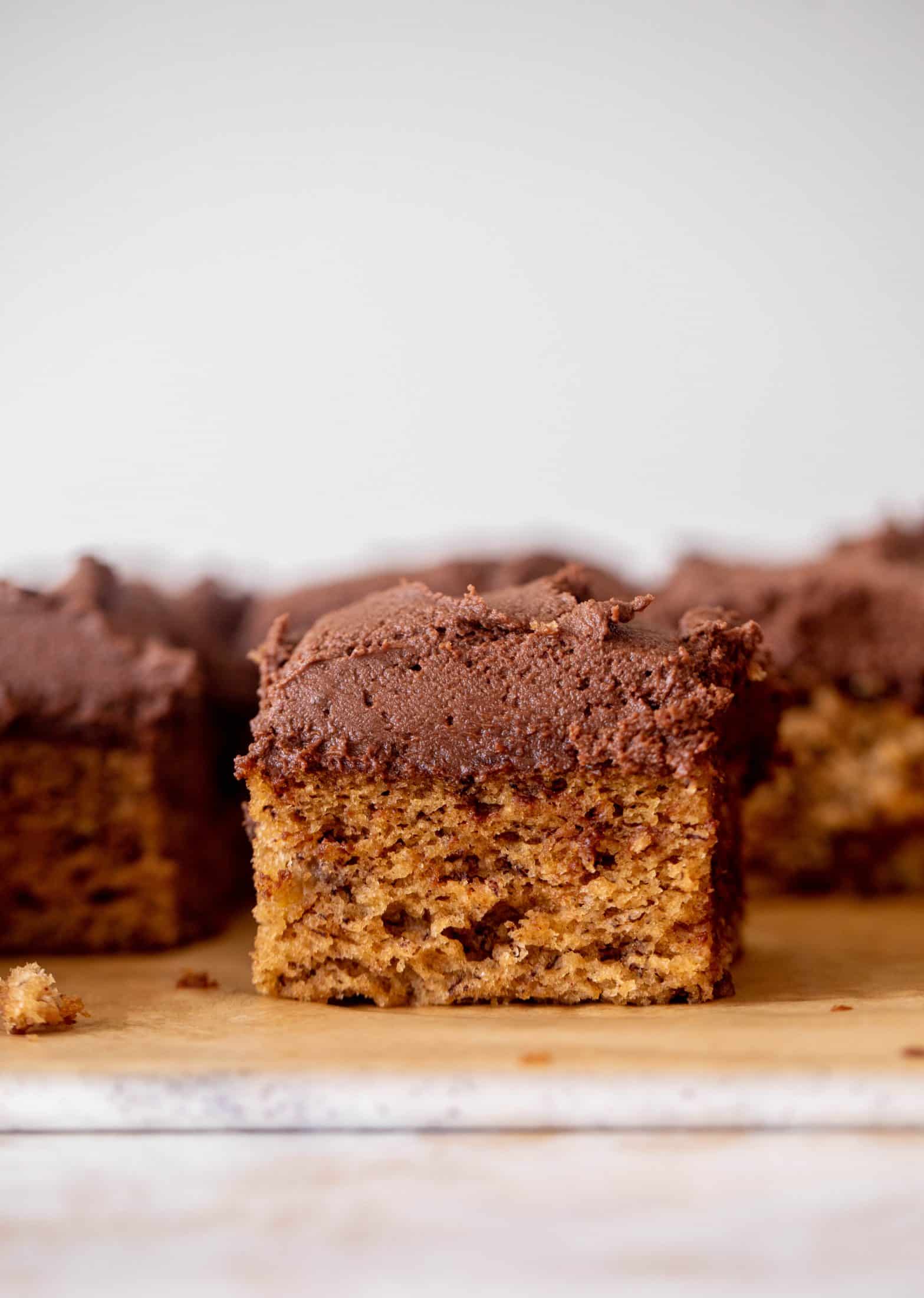 banana cake with chocolate peanut butter frosting