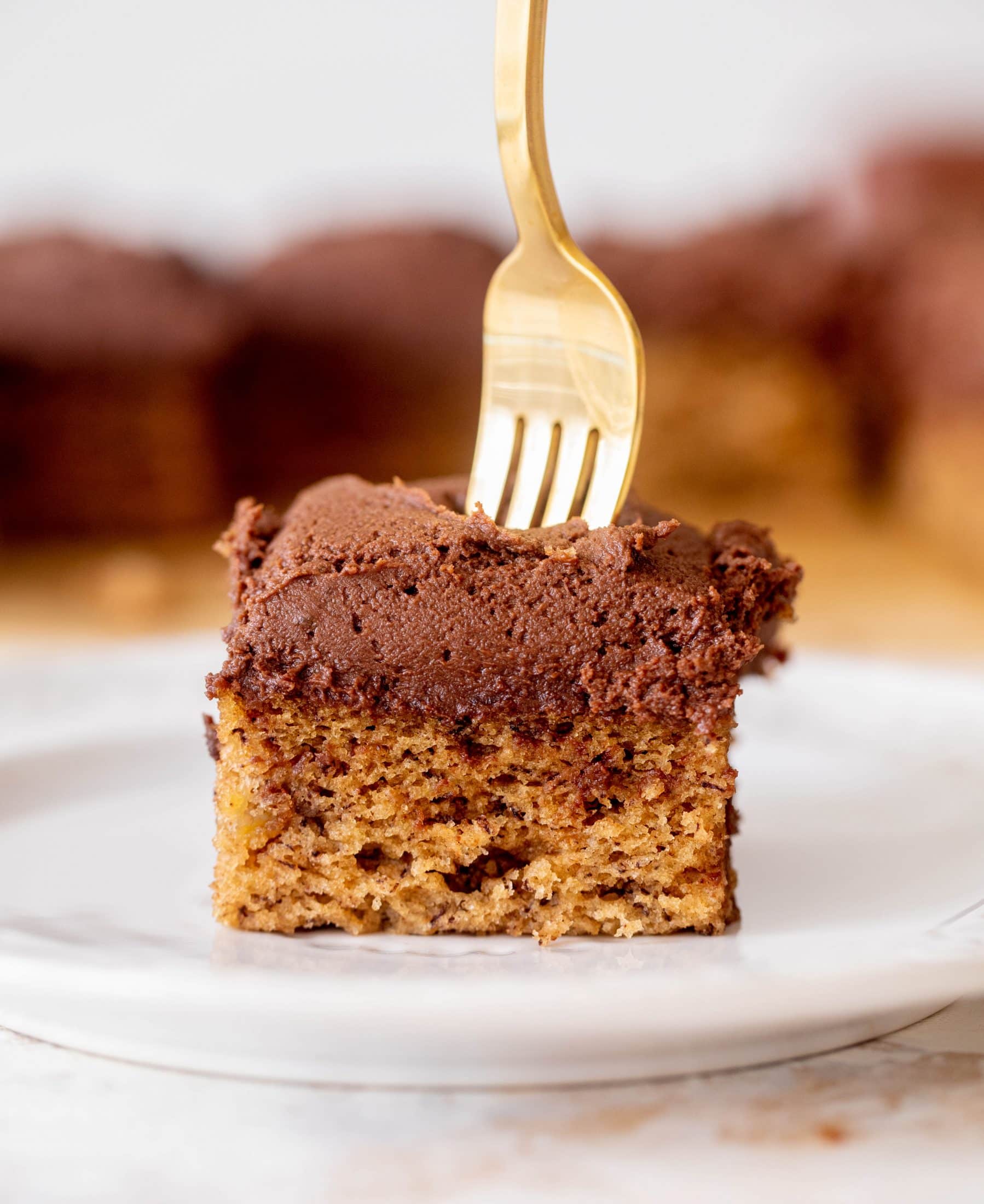 banana cake with chocolate peanut butter frosting