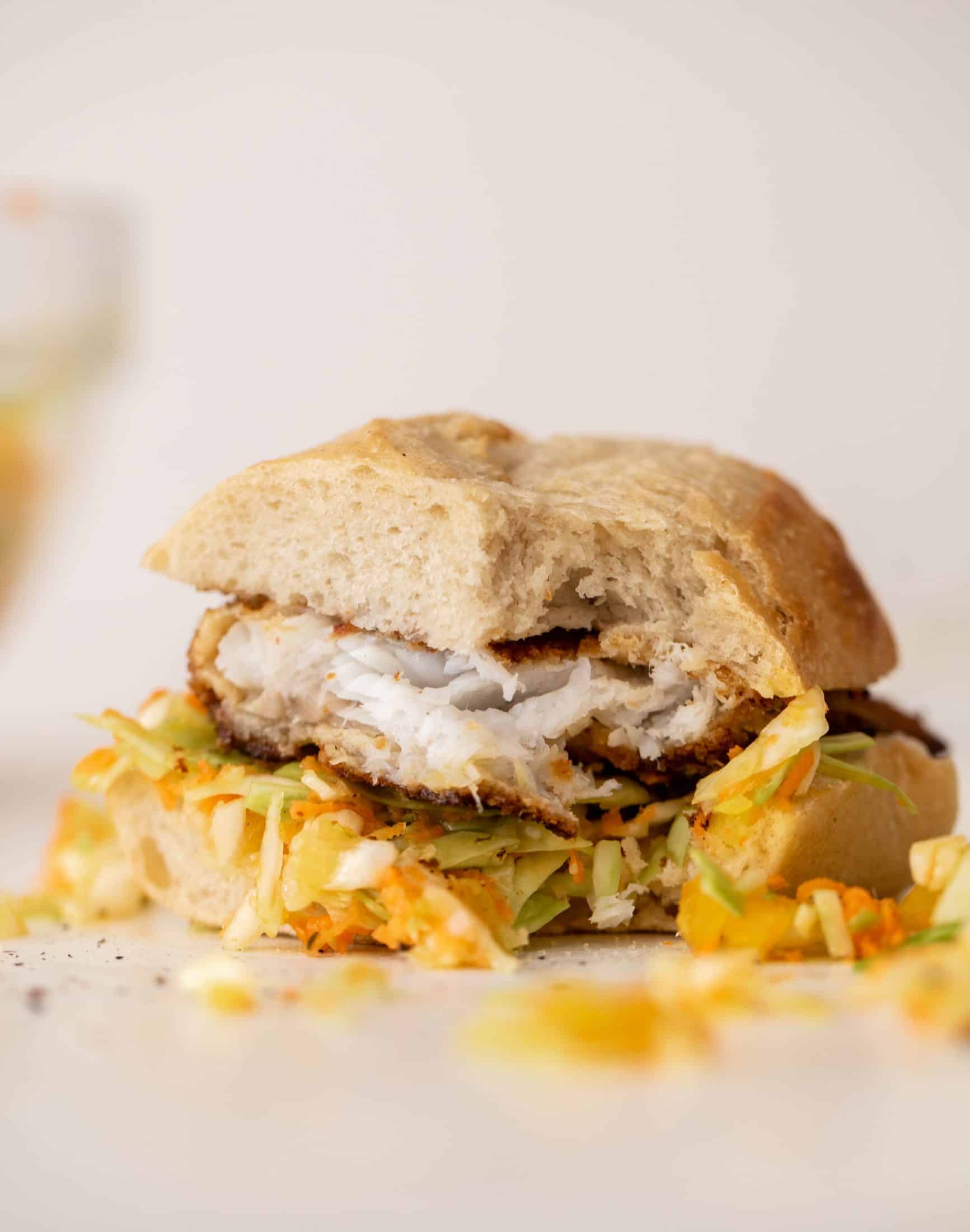 crispy fish sandwiches with chopped slaw