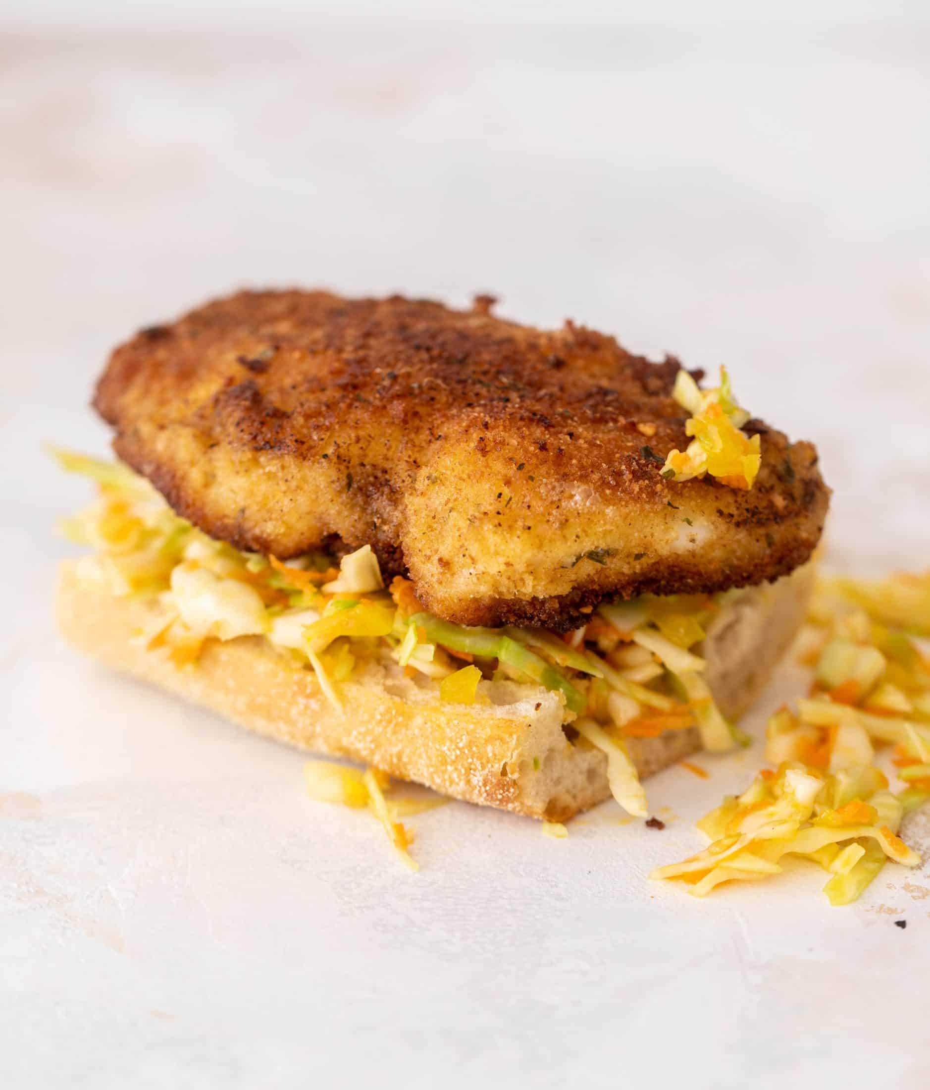 crispy fish sandwiches with chopped slaw