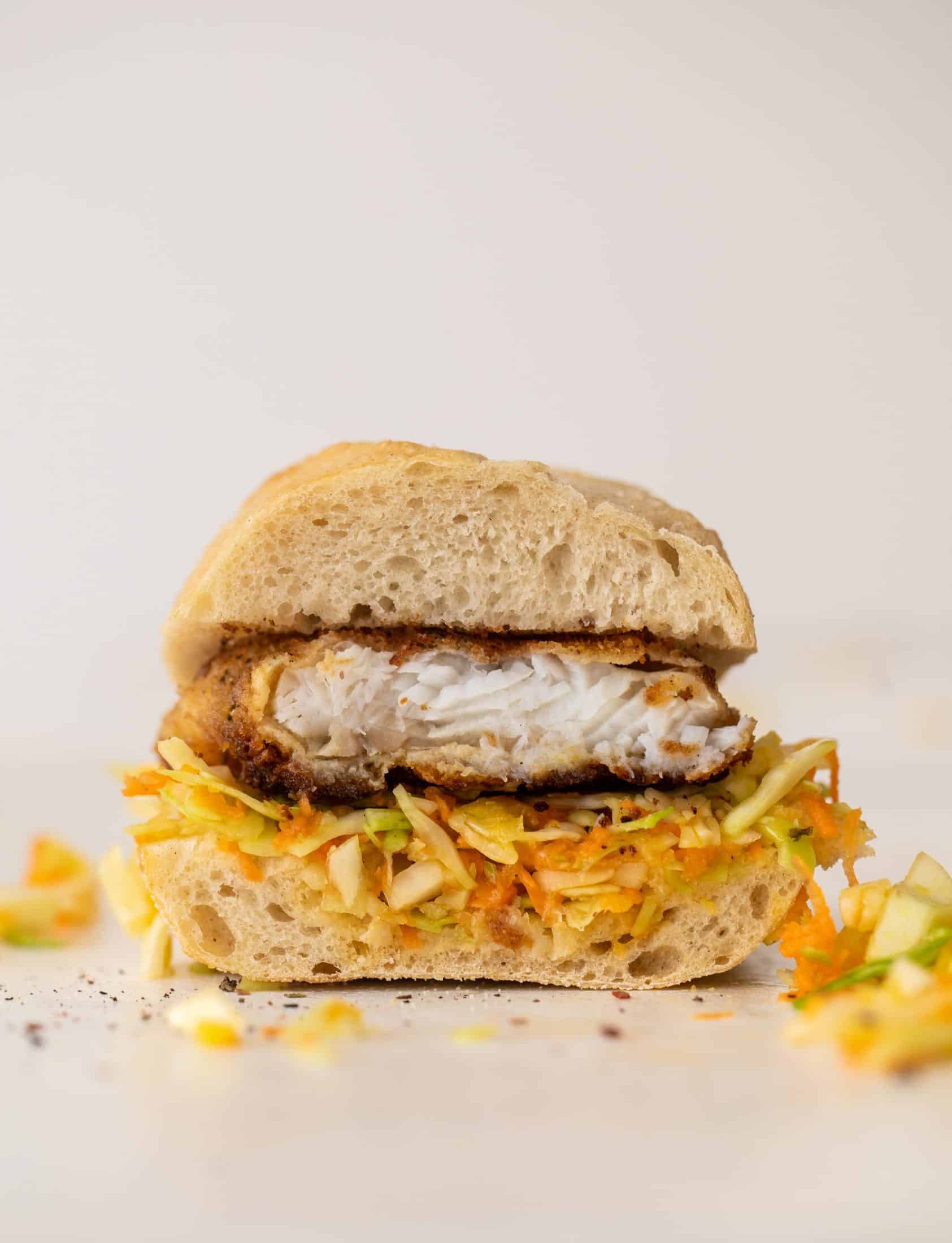 crispy fish sandwiches with chopped slaw