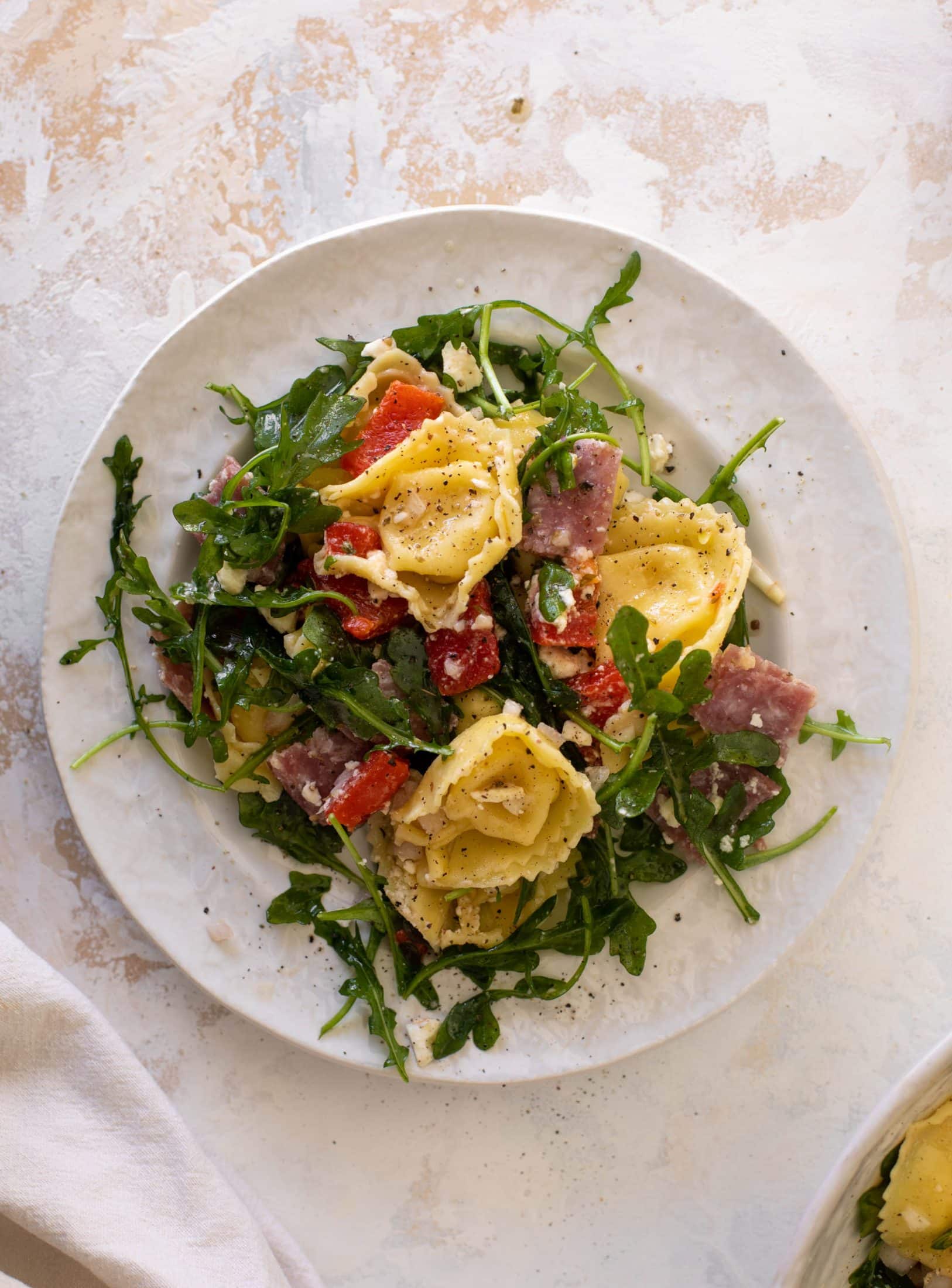 salami and red pepper tortellini salad