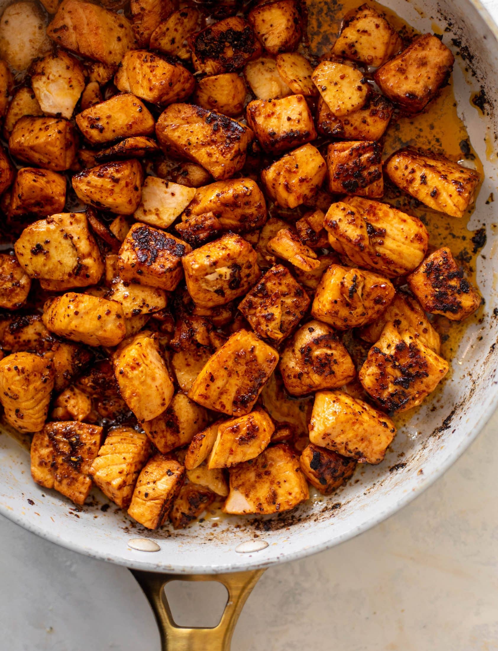 chili lime salmon bites with mango slaw
