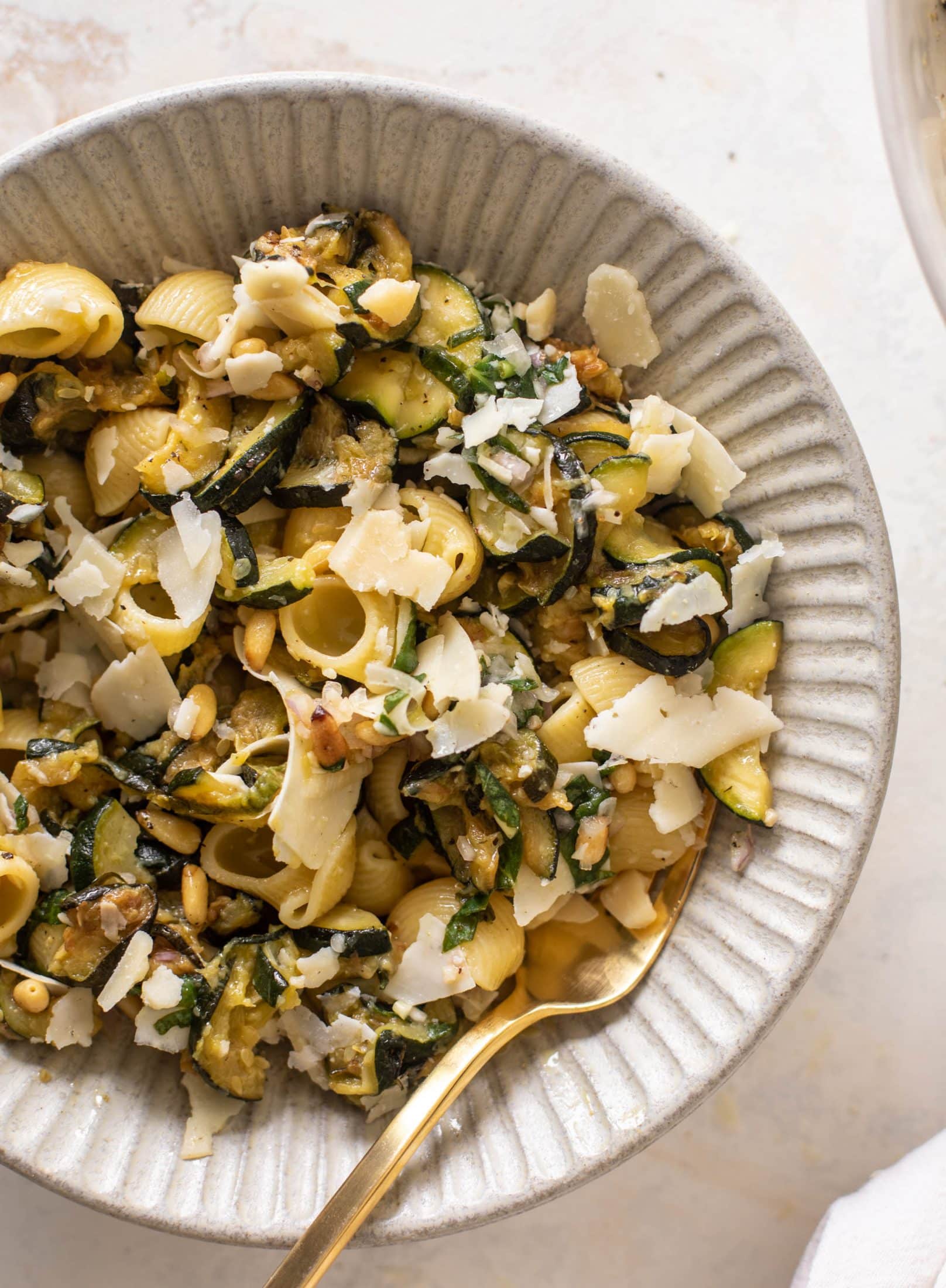 caramelized zucchini pasta salad