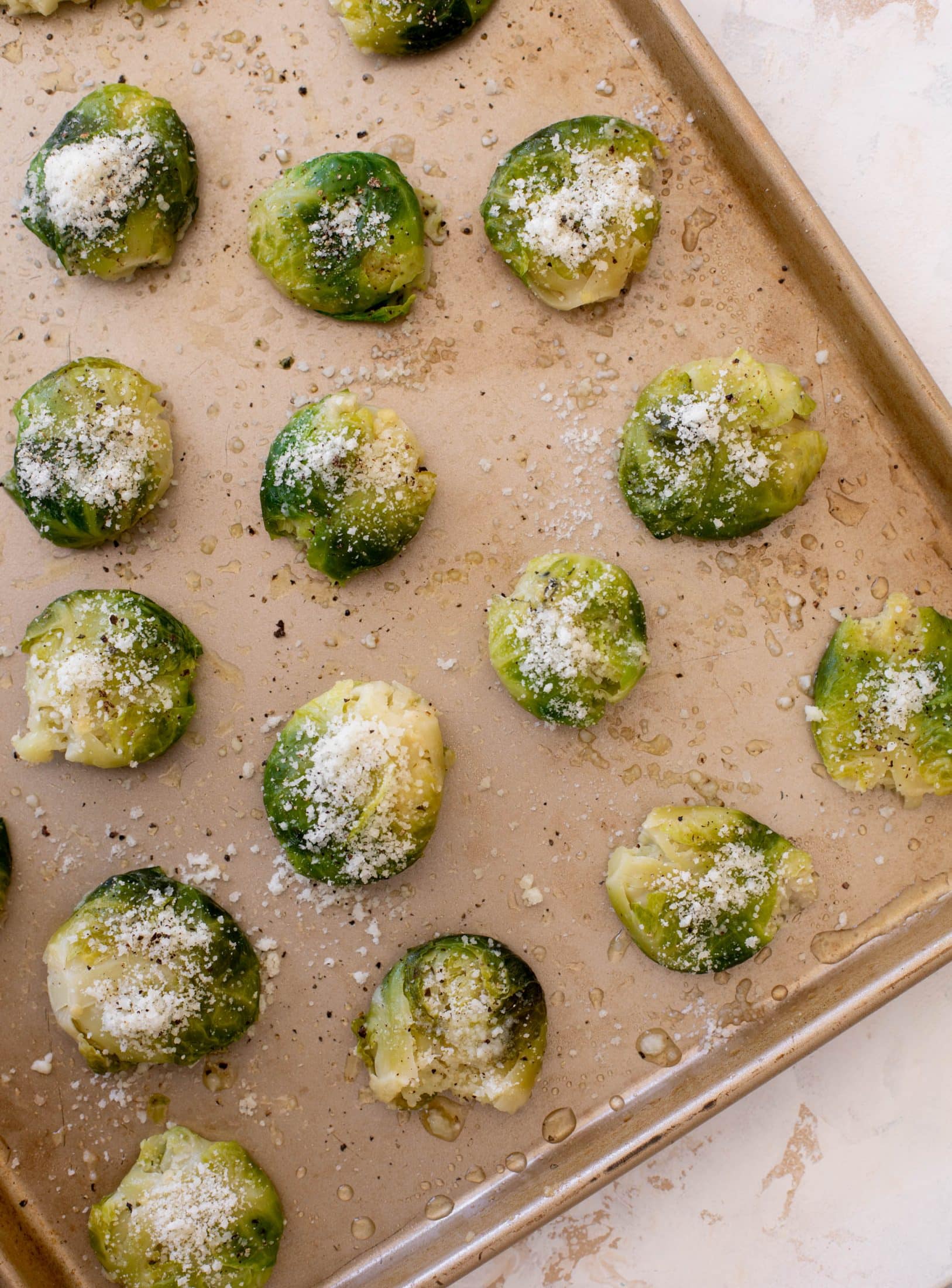 smashed brussels sprouts with hot honey