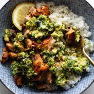 A picture of Chipotle Chicken with Chunky Pistachio Sauce
