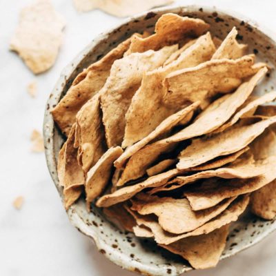 Homemade Flatbread Crackers in a bowl.