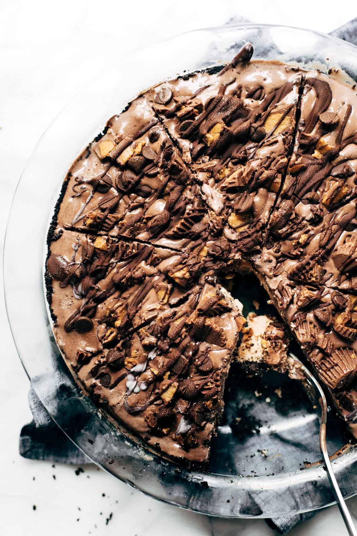 Mocha Peanut Butter Pie in a pie dish.