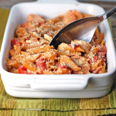 A picture of <span class="fn">{Light} Garlic Shrimp Baked Penne